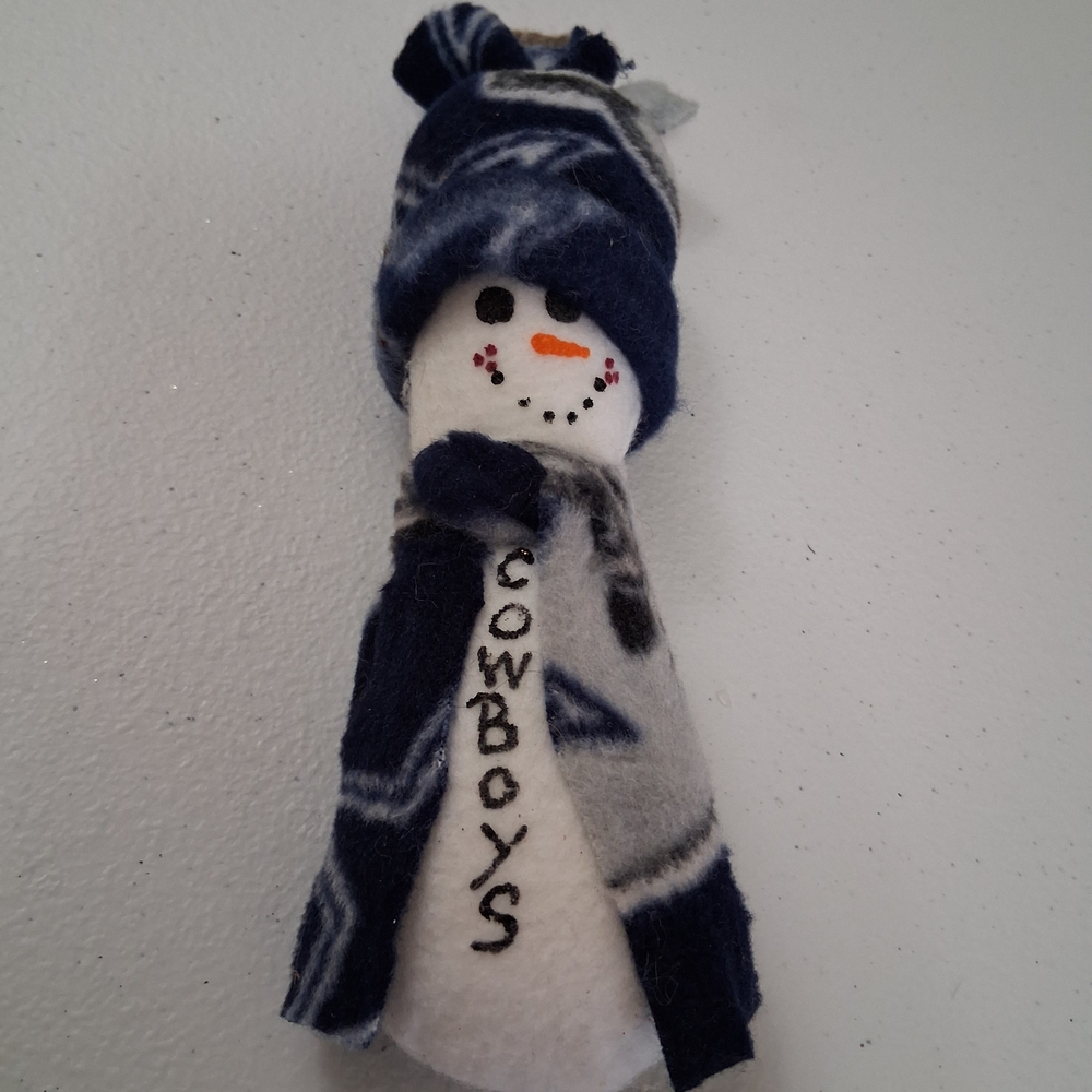 Snowman Decor with Blue and White Scarf